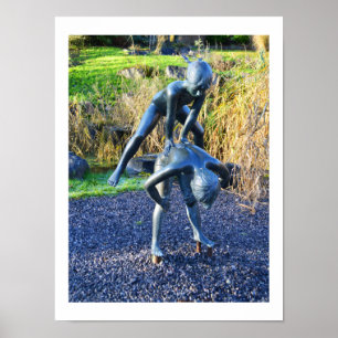 Sculpture of children playing poster