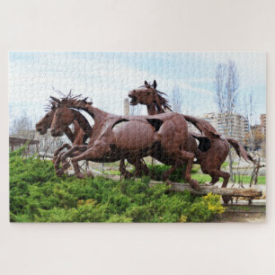 Sculpture of running horses jigsaw puzzle