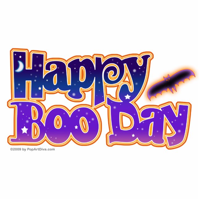 Sculpture, Pin, Ornament - HAPPY BOO DAY - Hallowe Standing Photo Sculpture (Front)