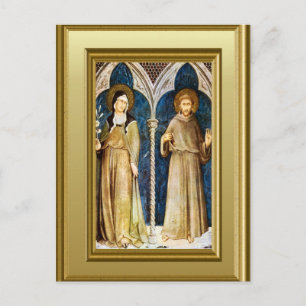 Sculptures of St Clare and St Francis Assisi Postcard
