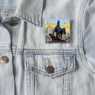 Sculptures the Anichkov bridge in St. Petersburg 15 Cm Square Badge