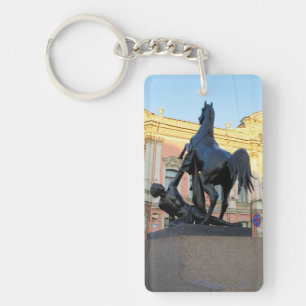 Sculptures  the Anichkov bridge in St. Petersburg Key Ring