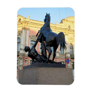 Sculptures  the Anichkov bridge in St. Petersburg Magnet