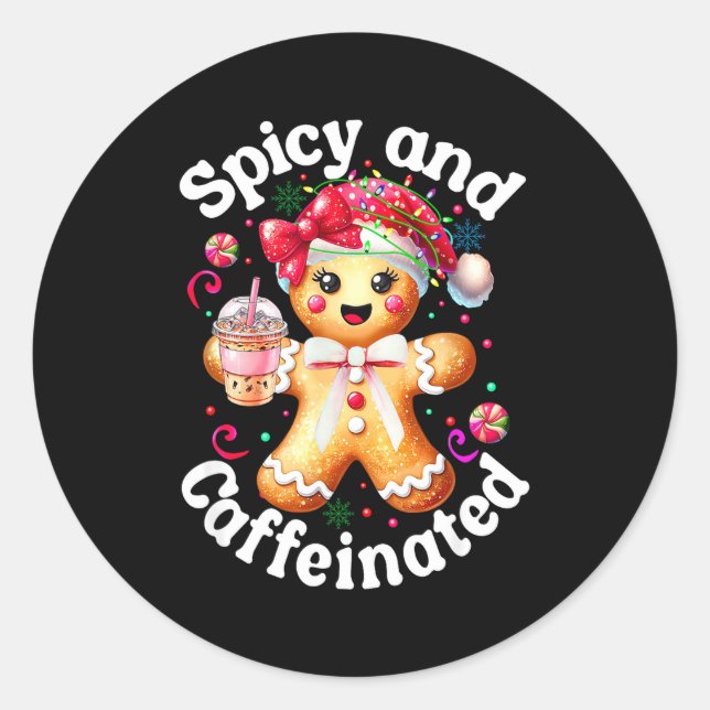 Scy And Caffeinated Coffee Cute Gingerbread Christ Classic Round Sticker (Front)