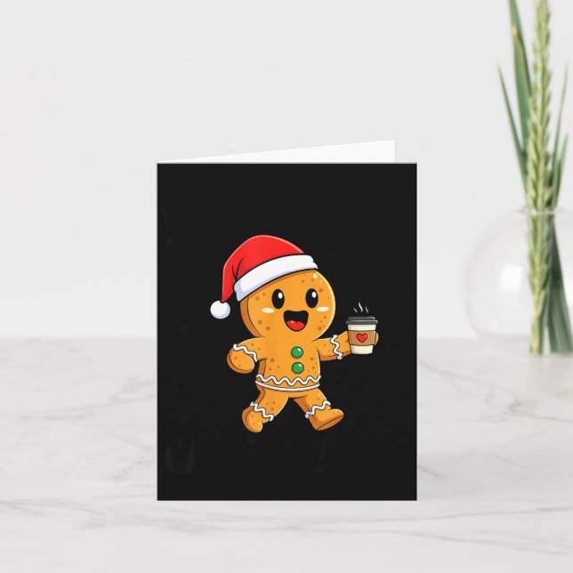 Scy And Caffeinated Coffee Men Women Gingerbread C Card (Front)