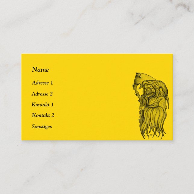Scythe man - The Death , Grim reaper Business Card (Front)