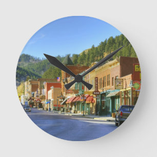 SD, Deadwood, Historic Gold Mining town Round Clock