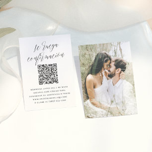 Se Ruega Confirmación Código QR RSVP de Boda Enclosure Card