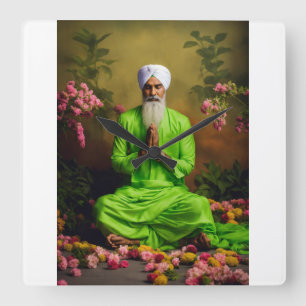 Se sant Shiromani Baba Ravidas Sikh Meditation in Square Wall Clock