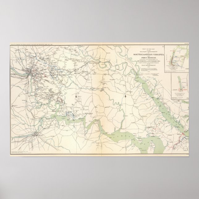 SE Virginia, Ft Monroe, approaches to Richmond Poster (Front)