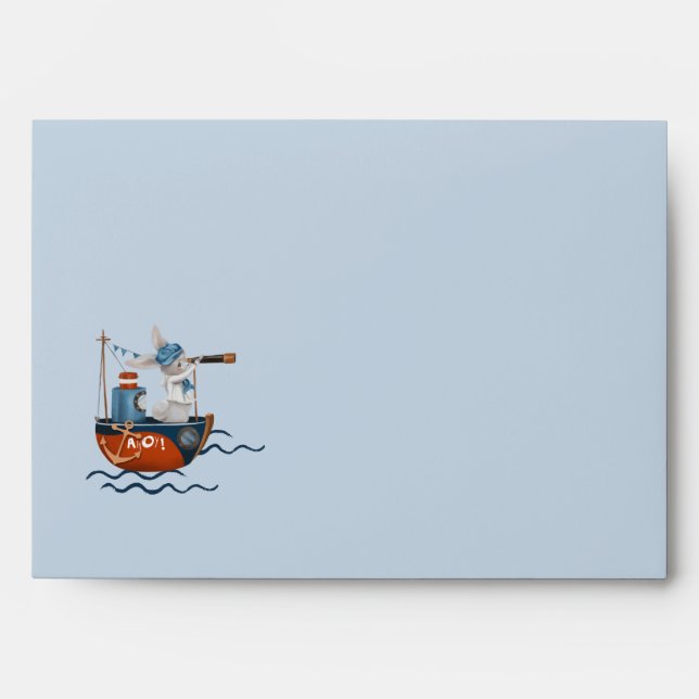 "Sea Adventures" Boy Baby Shower Nautical Envelope (Front)