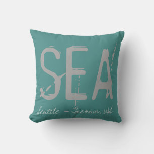 SEA Airport Grunge Typography Cushion