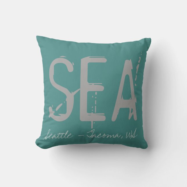 SEA Airport Grunge Typography Cushion (Front)