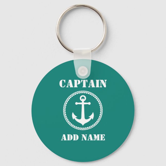 Sea Anchor Captain Add Name or Boat Name sa0a Key Ring (Front)