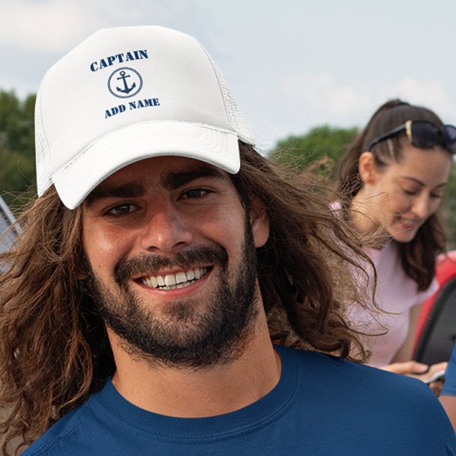 Sea Anchor Captain Add Name or Boat Name Trucker Hat (Several colors to choose from.)