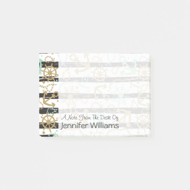 Sea Anchor Pattern | Add Your Name Post-it Notes (Front)