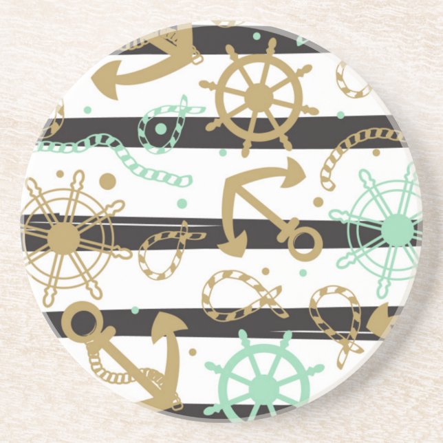 Sea Anchor Pattern Coaster (Front)