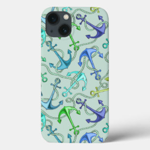Sea Anchors And Rope Pattern iPhone 13 Case