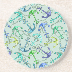 Sea Anchors And Rope Pattern Coaster