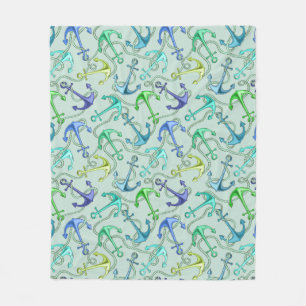 Sea Anchors And Rope Pattern Fleece Blanket