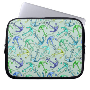 Sea Anchors And Rope Pattern Laptop Sleeve