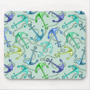 Sea Anchors And Rope Pattern Mouse Mat