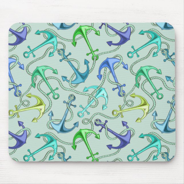 Sea Anchors And Rope Pattern Mouse Mat (Front)