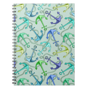 Sea Anchors And Rope Pattern Notebook