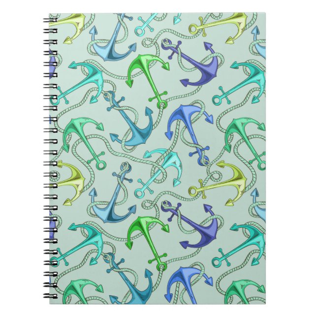 Sea Anchors And Rope Pattern Notebook (Front)