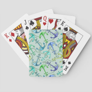 Sea Anchors And Rope Pattern Playing Cards