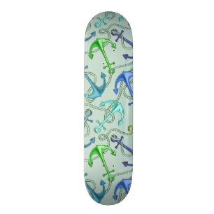 Sea Anchors And Rope Pattern Skateboard