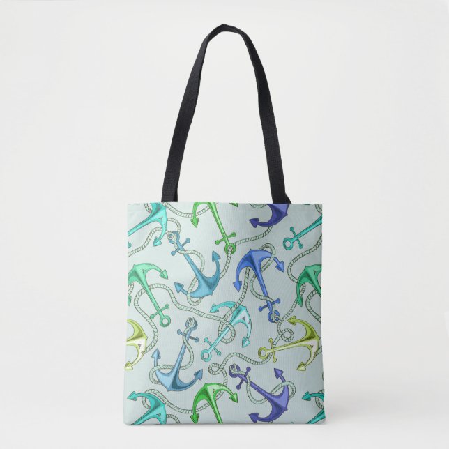 Sea Anchors And Rope Pattern Tote Bag (Front)