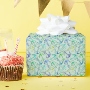 Sea Anchors And Rope Pattern Wrapping Paper