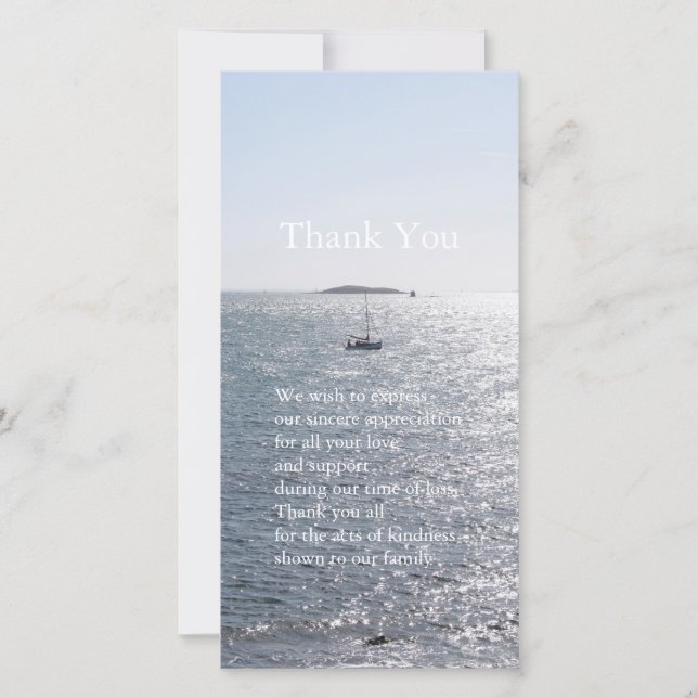 Sea and Boat 4 Sympathy Thank You Photo Card (Front)