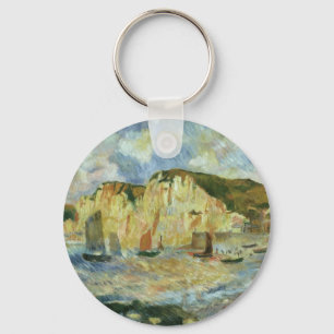 Sea and Cliffs by Pierre Renoir, Vintage Fine Art Key Ring