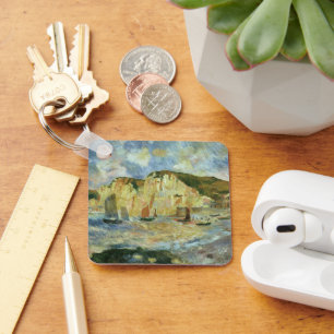 Sea and Cliffs by Pierre Renoir, Vintage Fine Art Key Ring