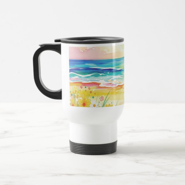 Sea and flowers travel mug  (Left)
