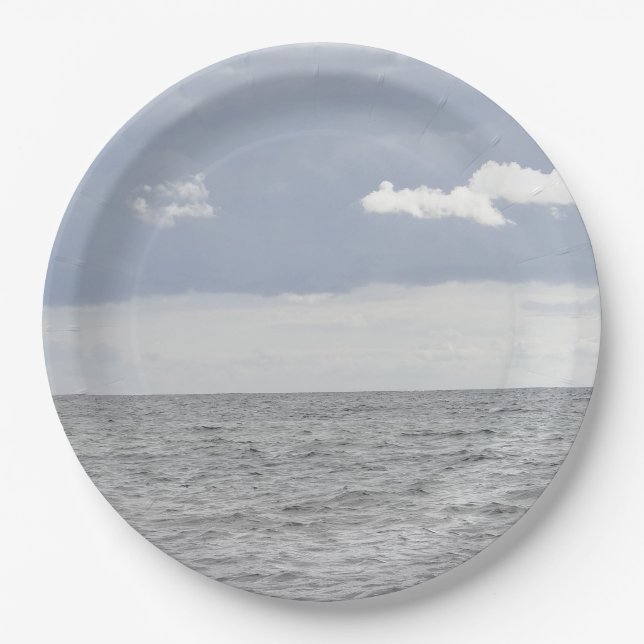 Sea and pretty clouds paper plate (Front)