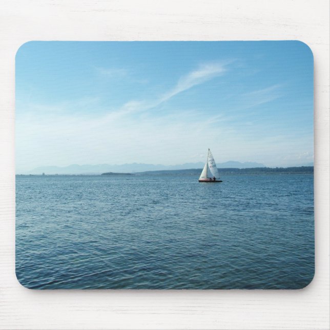 sea and sail boat under blue sky mouse mat (Front)