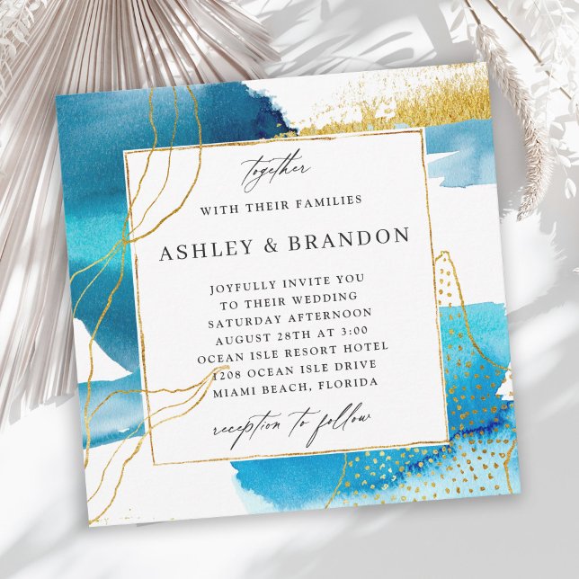 Sea and Sand Modern Watercolor Wedding Invitation (Creator Uploaded)