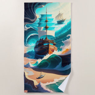 Sea And Sand Tall Ships 2 Beach Towel