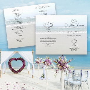 Sea and Sand Wedding Ceremony Folded Program