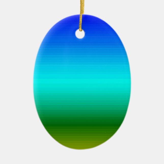 Sea and Sky Blue and Green Gradient Ceramic Tree Decoration (Front)
