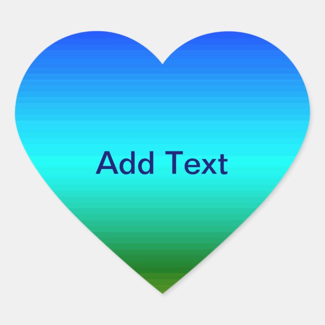 Sea and Sky Blue and Green Gradient Heart Sticker (Front)