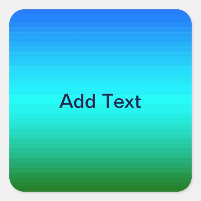 Sea and Sky Blue and Green Gradient Square Sticker (Front)