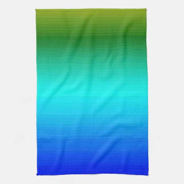 Sea and Sky Blue and Green Gradient Tea Towel (Vertical)