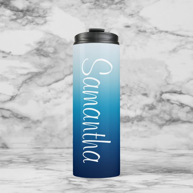 Sea and Sky Blue Ombre Personalised Thermal Tumbler (Creator Uploaded)
