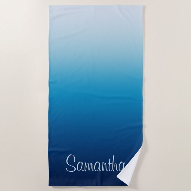 Sea and Sky Ombre Personalised Beach Towel (Front)