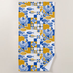 Sea and tiles beach towel