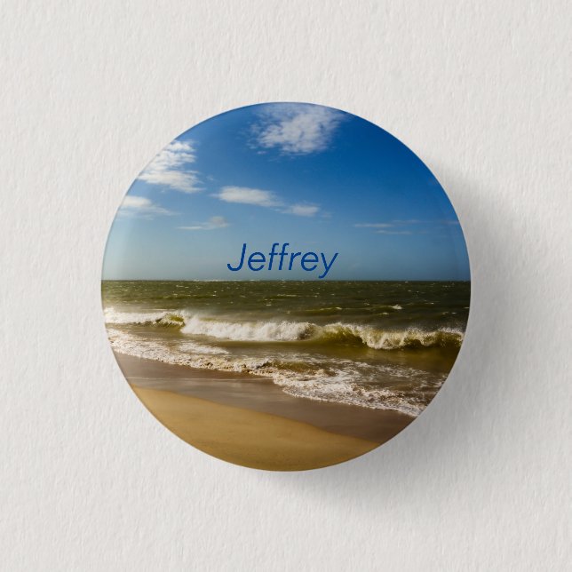 Sea and waves 3 cm round badge (Front)